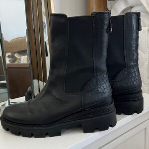 Sam Edelman Black Leather Chelsea Booties with Lug Sole